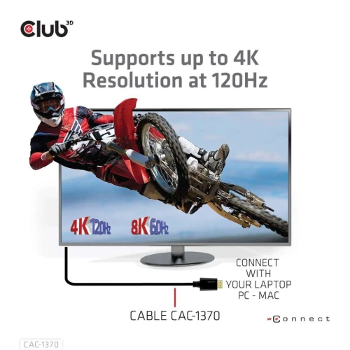 CAC-1370 - HDMI 2.1 MALE TO HDMI 2.1 MALE ULTRA HIGH SPEED 4K 120Hz 8K60HZ 1.5m/