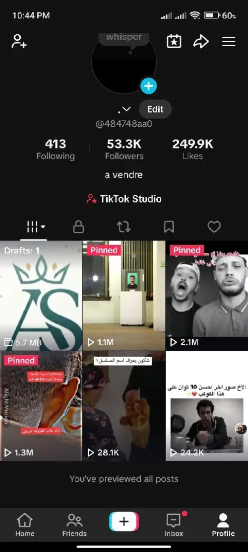 Compte Tiktok 53K+ 2.5Mvu