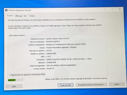 DELL LATITUDE 5590 / INTEL I5 8 EME /8 G / 256 / 15.6 FHD