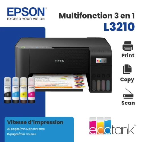 Imprimante Multifonction EPSON EcoTank L3210 Avec Réservoire d'encre
