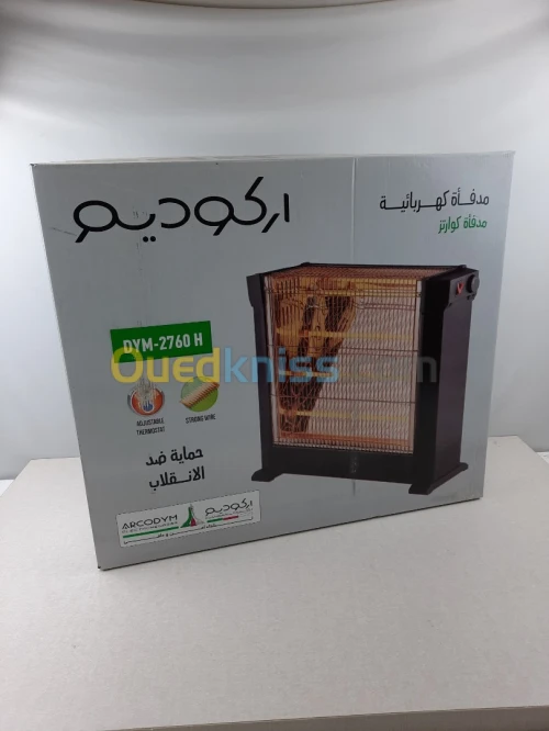 سخان كهربائي 2200 واط, 4 انابيب كوارتز - Chauffage Electrique ARCODYM Thermostat Réglable Fil Solide