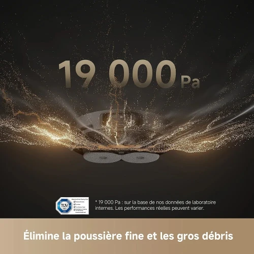 DREAME L40s Pro Ultra Robot Aspirateur 19 000 Pa Brosse Double HyperStream, Franchit 4 cm Brosse latérale extensible et relevable Nettoyage à la serpillière à l'eau chaude à 75C Auto-nettoyant3.0