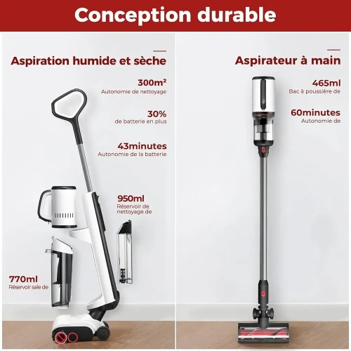 roborock Dyad Pro Combo 5-en-1 Aspirateur Balais Laveur sans Fil, pour Eau et Poussière 17000Pa 