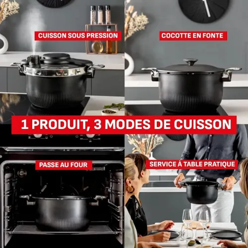 Seb Clipso Tempo 3-in-1 Cocotte-minute- 6L Faitout, Cocotte a four P4810700