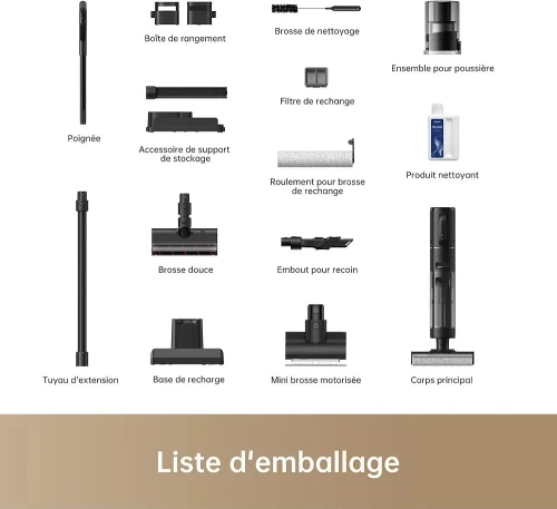 dreame H12 Dual Aspirateur Nettoyage Intelligent Aspiration Humide Sèche, Aspirateur sans Fil 4 en 1