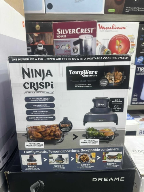 Ninja CRISPi Friteuse sans huile portable 3,8L 4-en-1 Frire sans huile 1700 W, Gris