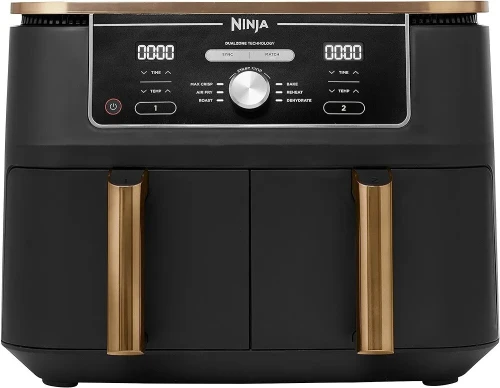 Friteuse sans huile Ninja Foodi MAX DualZone Air Fryer, 2 Tiroirs, 9,5L 6en1  Cuivre/Noir