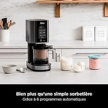 Ninja CREAMi machine à crème glacée et à desserts glacés, 7 programmes noir/argent 1,4L 800W NC300EU