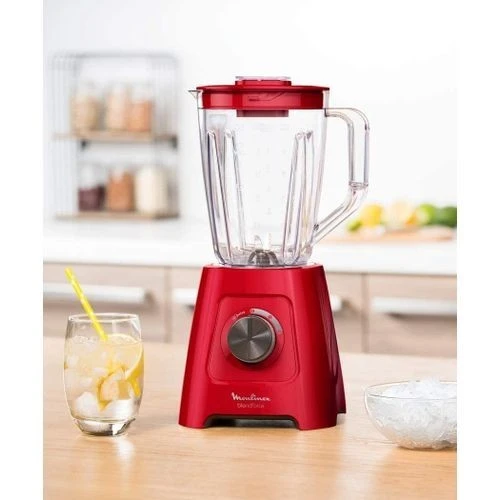 Moulinex Blender Mixeur Électrique Blendforce Bol Plastique 2L - 600W- Lm420510 - Rouge