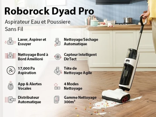 roborock Dyad Pro Aspirateur Laveur sans Fil 17000pa Séchage et Nettoyage Automatique Nettoyeur