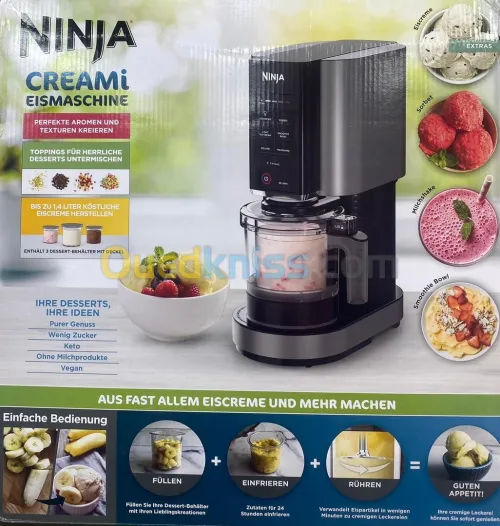 Ninja CREAMi machine à crème glacée et à desserts glacés, 7 programmes noir/argent 1,4L 800W NC300EU