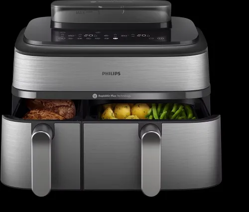 Friteuse sans huile Philips Airfryer avec cuisson vapeur  Série 5000 double panier 9L 2750W