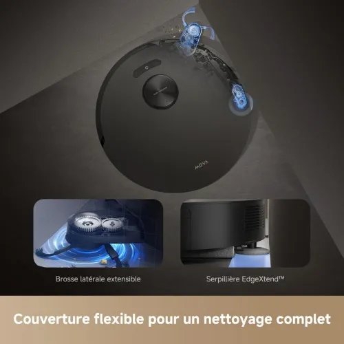 Mova Robot aspirateur Z50 Ultra avec serpillière de Type Chenille autonettoyante à 36 C, puissante Aspiration de 19 000 Pa et détection Multiple de la saleté en Temps réel, Nero