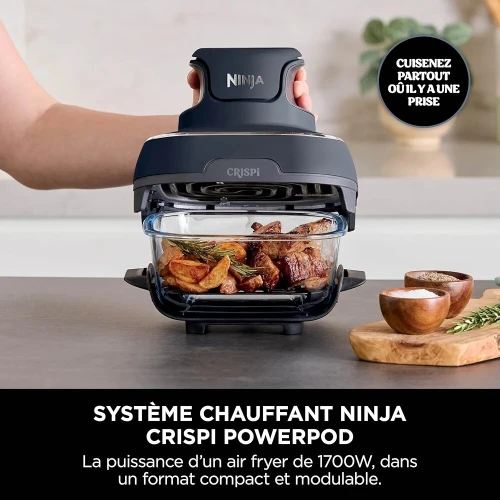 Ninja CRISPi Friteuse sans huile portable 3,8L 4-en-1 Frire sans huile 1700 W, Gris