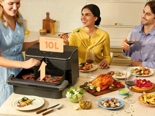 COSORI Air Fryer 10L Twinfry Friteuse sans Huile Double Résistance Airfryer à Dual Zone Avec Séparateur Amovible 5-en-1 2400W