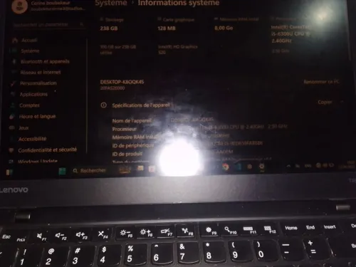 PC Lenovo ThinkPad T460s - i5 / 8Go / SSD 256Go - Windows 11