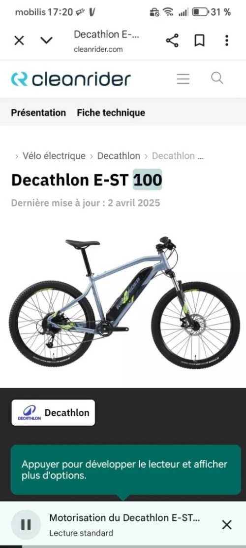 VTT Rockrider st 100 électrique 