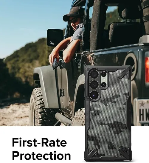 Antichoc Camo Black Samsung Galaxy S23 Ultra Solide Rigide Coque de Protection