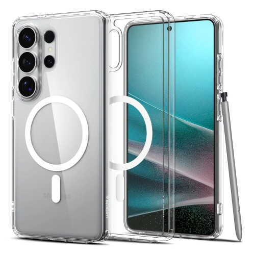 Antichoc Samsung Galaxy S26 Ultra Transparent Magsafe Spigen Ultra Hybrid Mag MagSafe Case S26 Ultra Pochette - Clear and White