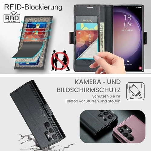 Caseme Antichoc Portefeuille Porte Carte Galaxy S23 Ultra Protection Étui Cuir à Rabat