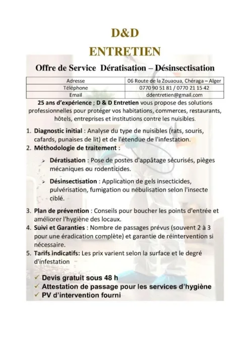 D&D ENTRETIEN DÉRATISATION & DÉSINSECTISATION