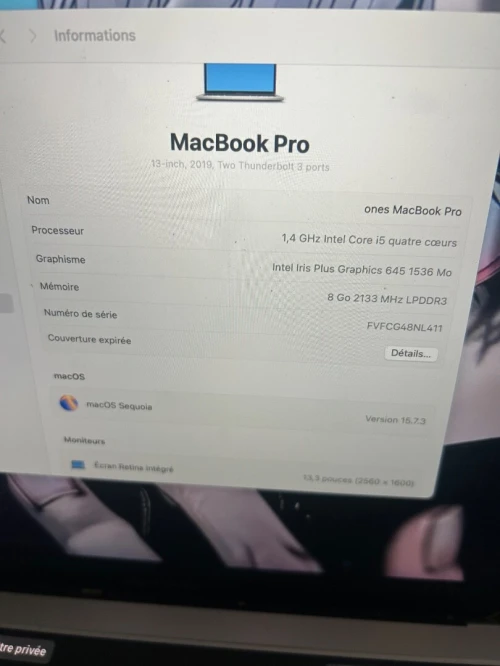 Mac book pro 2019 i5