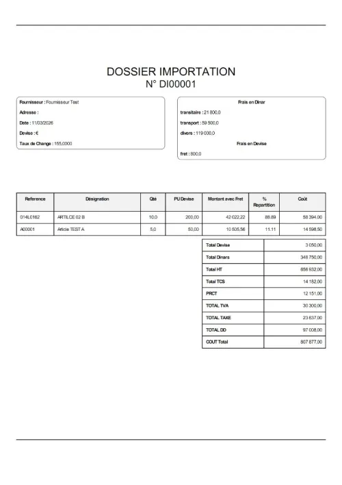 Module Odoo 12 Dossier Importation
