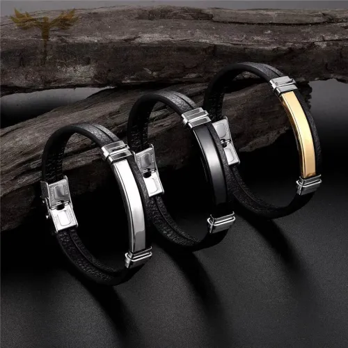 Bracelet pour hommes en cuir veritable produits importation 