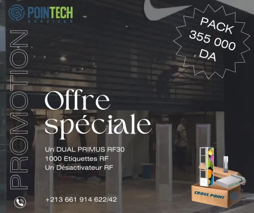 Pack antivol cross point Dual+ 1000 étiquettes RF + désactivateur RF