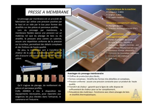 Revêtement des panneaux profilés - PRESSE A MEMBRANE