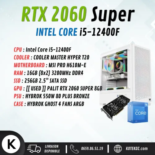 [[ PROMO ]] CONFIG PC GAMER - INTEL I5-12400F  / RTX 2060 Super 8GB / 16GB RAM DDR4 / 256GB SSD