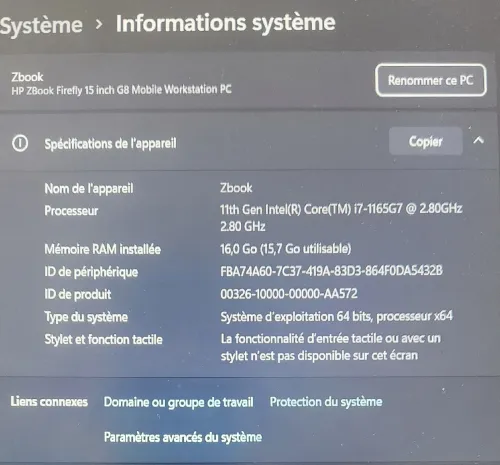 HP ZBook FireFly I7 11Th 16G 512 SSD
