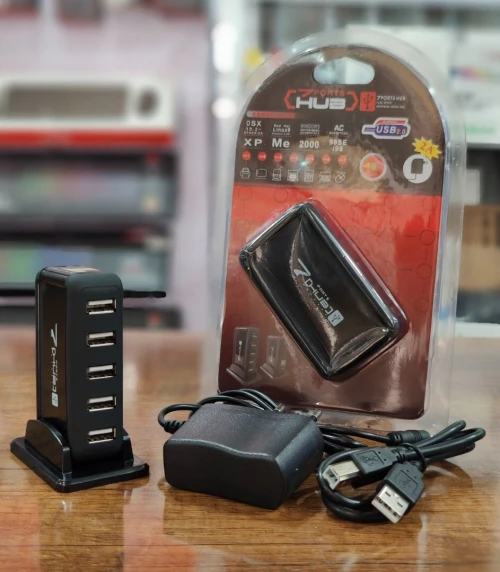 Hub USB 07 Ports 2.0 Aliment+Support Réf:14B