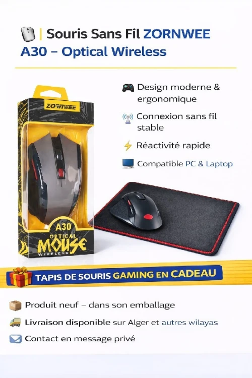Souris sans fil gaming A30 Avec tapis de souris offert