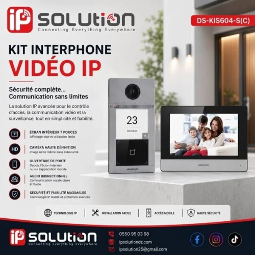 Kit Interphone Vidéo IP Hikvision DS-KIS604-S(C) - Système de Sécurité Intelligent