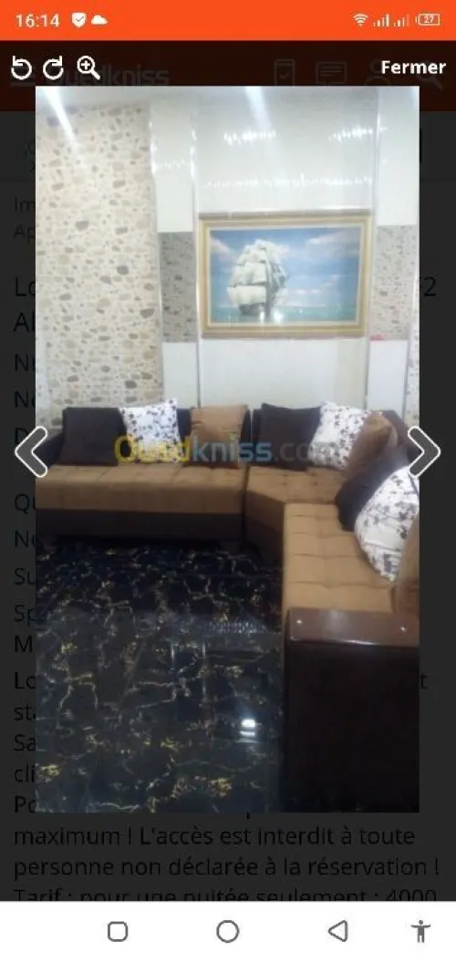 Location vacances Appartement F2 Alger Bologhine