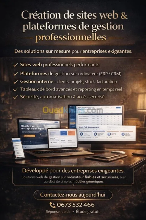 Création de plateformes sur mesure , des sites web et des ERP sur mesure