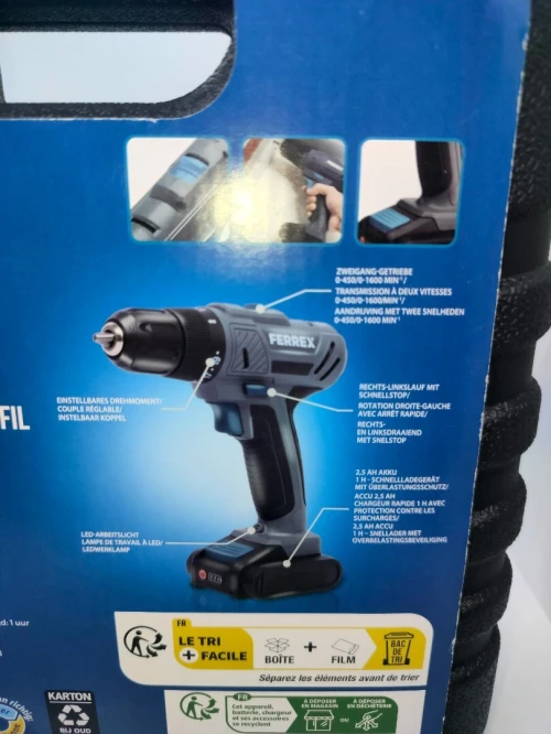 Visseuse Perceuse Perceuse Ferrex 12V 1600 Tours par Minute