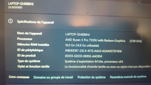 Laptop Thinkpad état Presque Neuf Ryzen 5 pro