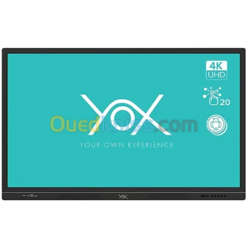 Ecran intéractif YOX tactille 75 Pouces 4K , Android, OPS Windows en Option