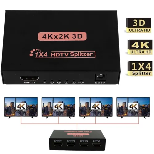 Splitter HDMI 1 Entrée vers 4 Sorties  HDMI موزع