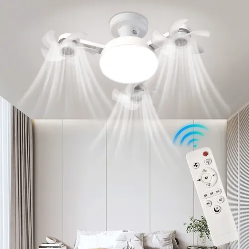 Lampe Ventilateur de Plafond Design Droooone LED et Contrôle à Distance