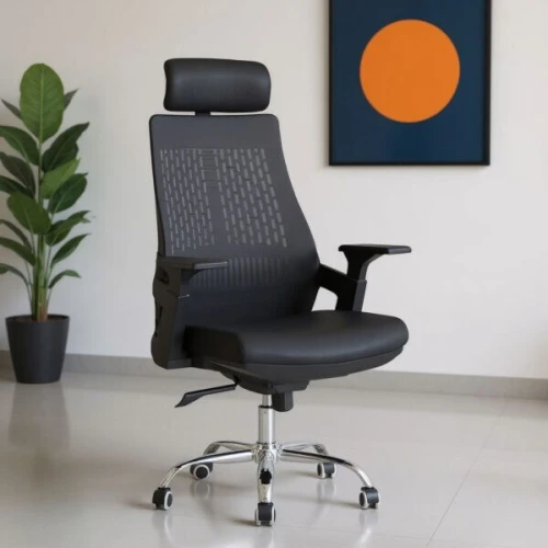 Fauteuil ergonomique de bureau avec base rotative et réglage en hauteur