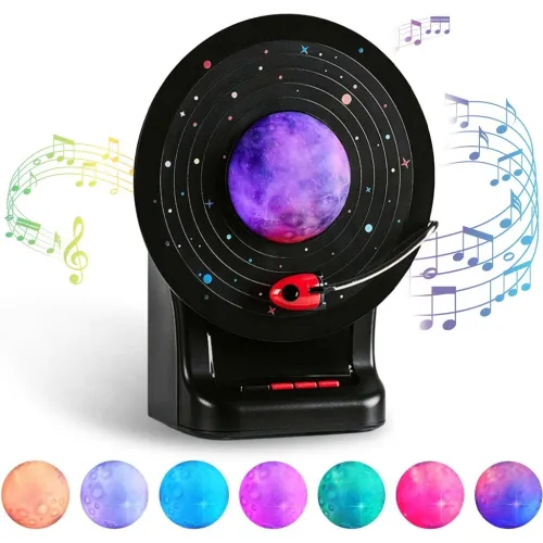 Enceinte Bluetooth avec Lampe Lune LED 3D à 7 Couleurs Ajustables