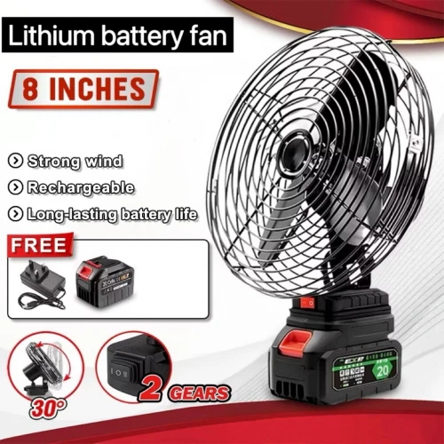 Ventilateur de Bureau avec Batterie Lithium  Rechargeable et Pratique 24V