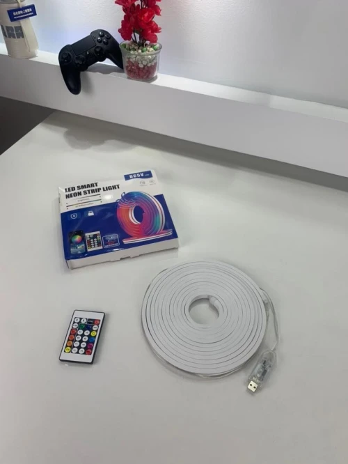 Bande LED Néon Flexible RGB 5m avec Bluetooth et USB  شريط إضاءة نيون مرن بطول 5 أمتار مع بلوتوث