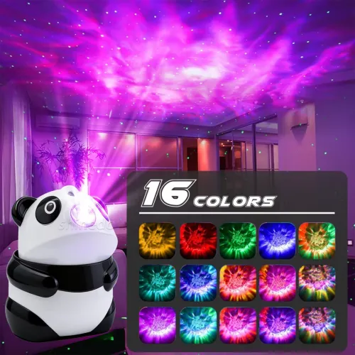 Veilleuse Panda Projecteur d'Étoiles  Haut-Parleur Bluetooth et 15 Modes d'Éclairage