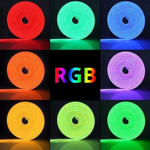 Bande LED Néon Flexible RGB 5m avec Bluetooth et USB  شريط إضاءة نيون مرن بطول 5 أمتار مع بلوتوث