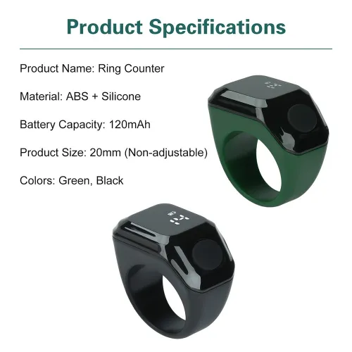 Bague de Zikr Numérique  Bluetooth avec Affichage OLED