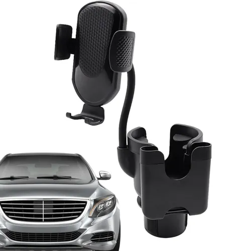Support de téléphone pour voiture avec porte-gobelet rotation à 360